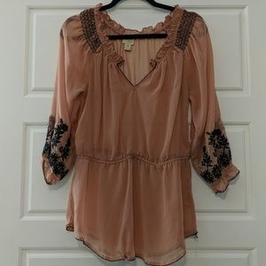 Daytrip Chiffon Crochet 3/4 Sleeve Tunic Top
